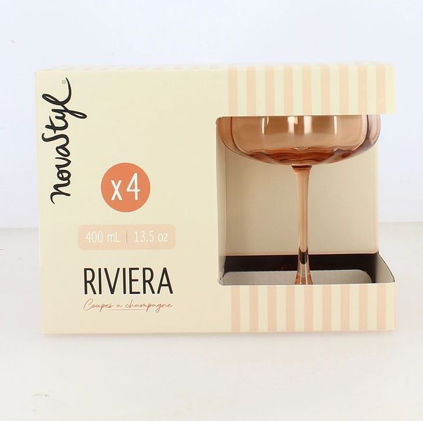 Riviera cocktail glasses 400 ml, 4 pieces, orange