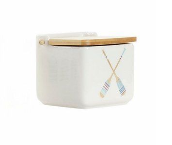 Storage jar with a print 750ml, dolomite and bamboo