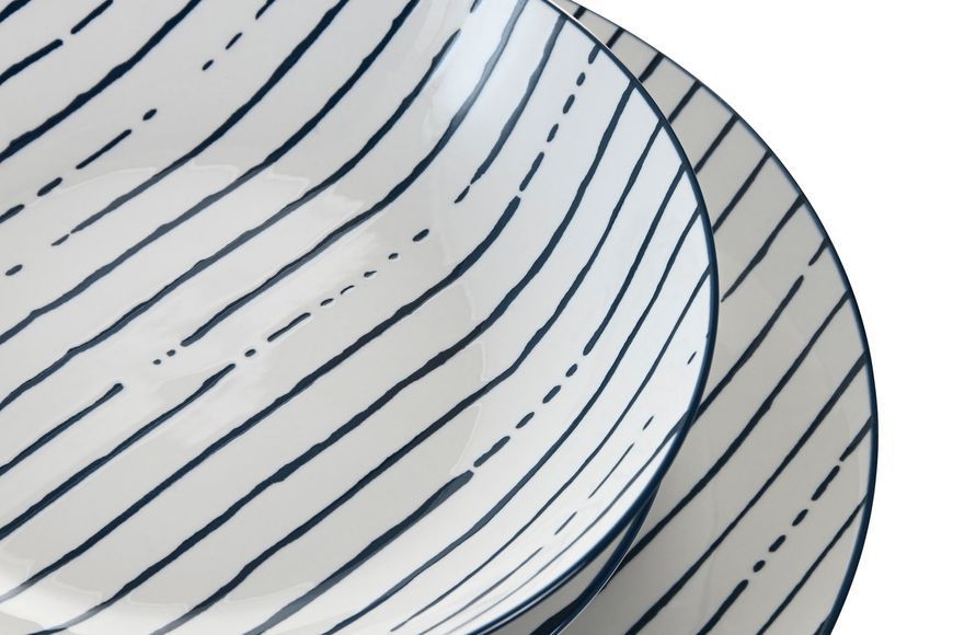 Porcelain dinner set STRIPES BLUE, 18 pieces