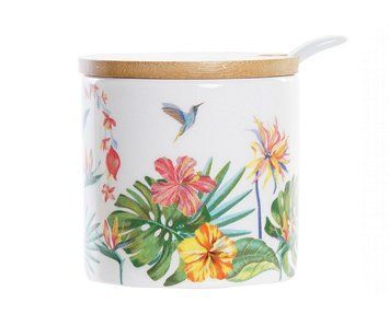 Small flower jar 175ml, dolomite and bamboo