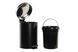 Bathroom trash can, 3 L, stainless steel, black, 17 x 22 x 26 cm