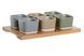 Colorful 7-piece serving set, porcelain and bamboo