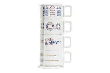 Coffee set with a nautical design and a metal stand, dolomite