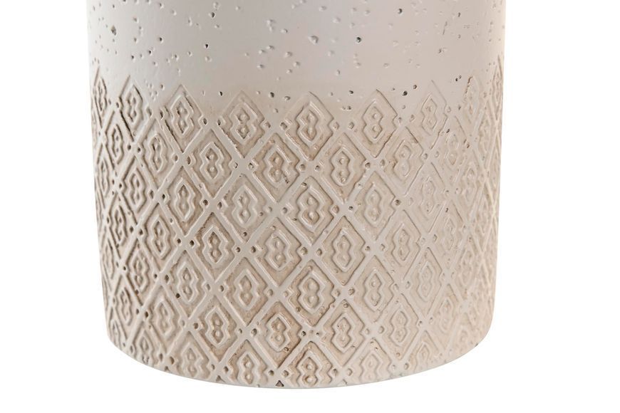 Beige polyresin toothbrush holder, 7.4x7.4x10cm