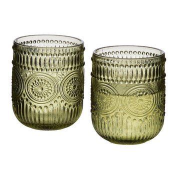 Glass cups for water and soft drinks 4x260ml, green