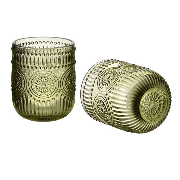Glass cups for water and soft drinks 4x260ml, green