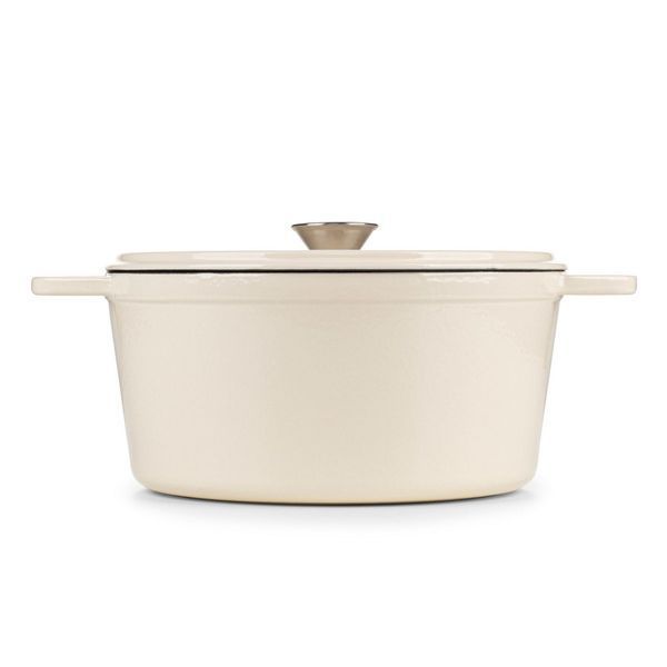 Round cast iron saucepan Rosmarino 5.7 l, white