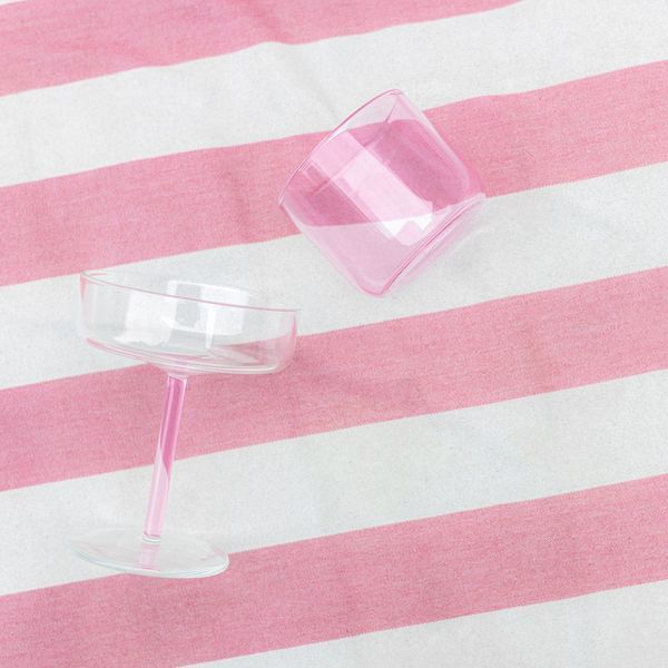 Champagne glasses with pink handles 200ml 2 pieces