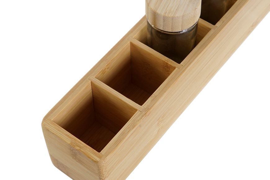 Spice organizer 7-piece, bamboo and glass