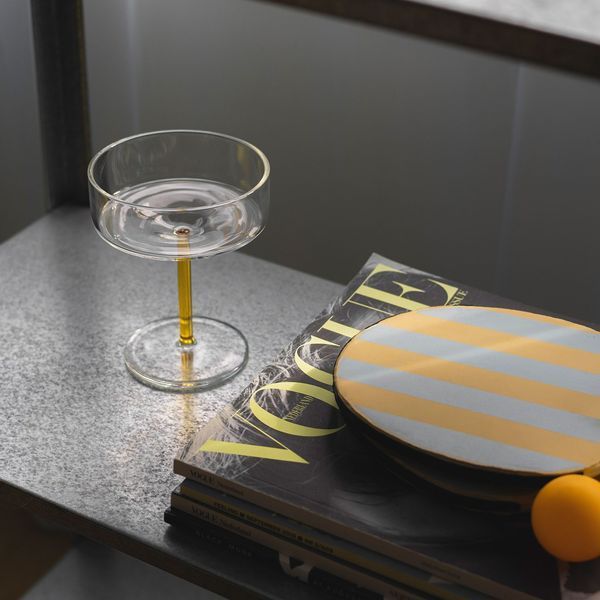 Champagne glass glasses with yellow handles 200ml 2 pieces