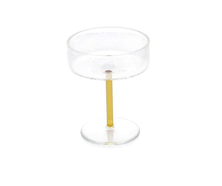 Champagne glass glasses with yellow handles 200ml 2 pieces