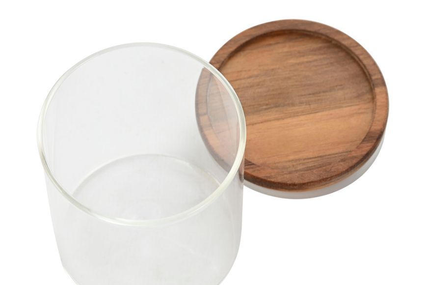 Spice organizer, acacia and glass 9 parts