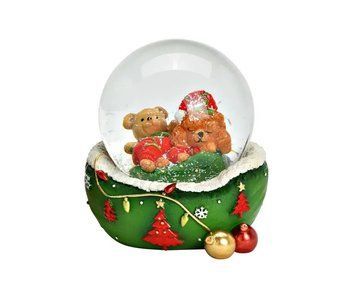 Снежен глобус куче с мече, зелен