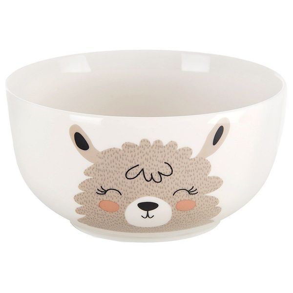 Children's set of llama cups and bowls, porcelain